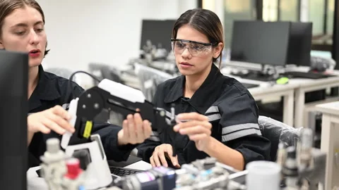 Industrial technicians working with machine maintenance Stock Footage 241523515