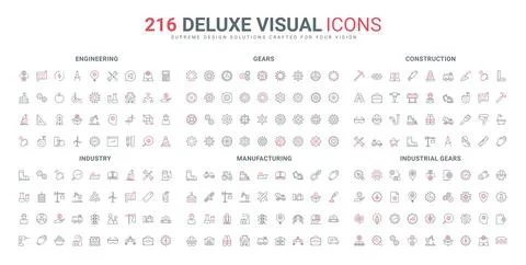 Industrial technology and engineering, gears, industry optimization line icon Illustrazione stock