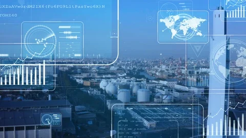 Industrial technology concept. Communication network. INDUSTRY 4.0. Factory auto Stock Footage 122062105