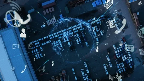 Industrial technology concept. Communication network. INDUSTRY 4.0. Factory auto Stock Footage 123285889