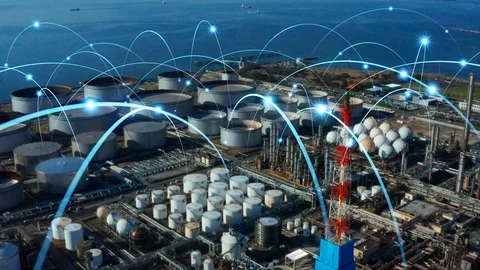 Industrial technology concept. Communication network. INDUSTRY 4.0. Stock Footage 126629902