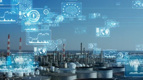 Industrial technology concept. Communication network. Stock Footage 127689630