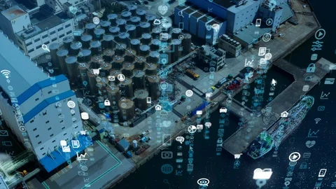 Industrial technology concept. Communication network. Stock-Footage 127689849