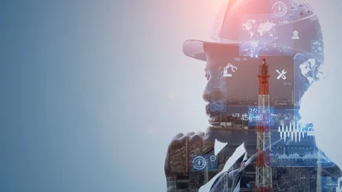 Industrial technology concept. Communication network. INDUSTRY 4.0. Stock Footage 130085962