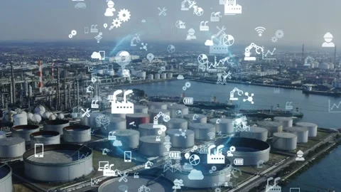 Industrial technology concept. Communication network. INDUSTRY 4.0. Video stock 130960612