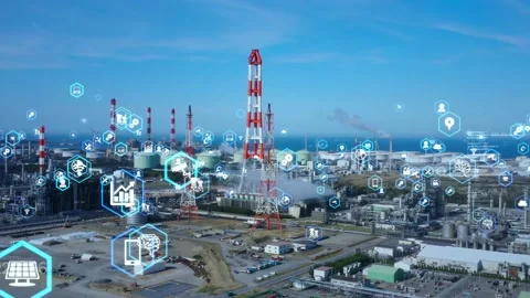 Industrial technology concept. Communication network. INDUSTRY 4.0. Stock Footage 136525317