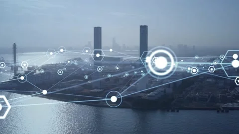 Industrial technology concept. Communication network. INDUSTRY 4.0. Stock Footage 136525318