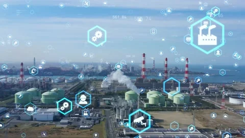 Industrial technology concept. Communication network. INDUSTRY 4.0. Video stock 136525346