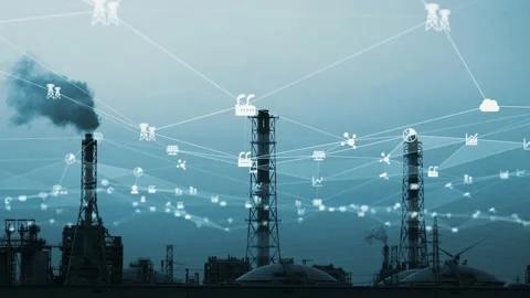 Industrial technology concept. Communication network. INDUSTRY 4.0. Factory auto Stock Footage 150919080