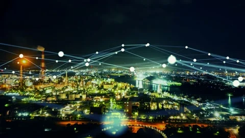 Industrial technology concept. Communication network. INDUSTRY 4.0. Factory auto Stock Footage 157246525