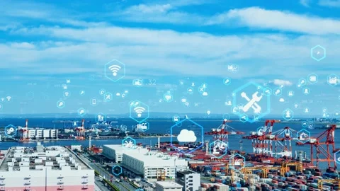 Industrial technology concept. Smart logistics. Stock Footage 154666629