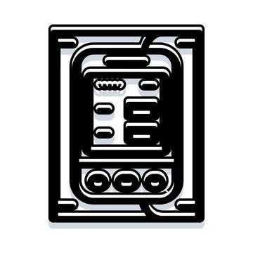 Industrial technology device interface black and white icon Stock Illustration
