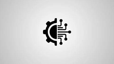 Industrial technology logo animation featuring 3d gear and circuit board ic.. Stock Footage 346496469