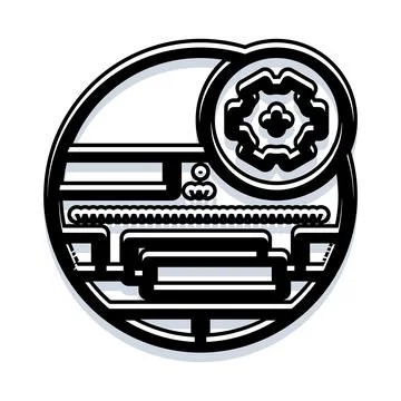 Industrial technology process gear abstract black and white concept Stock Illustration