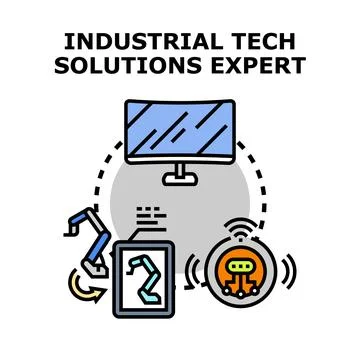 Industrial technology solutions expert implementing automation and robotics Ilustración de archivo