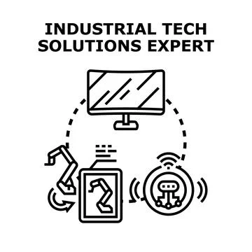 Industrial technology solutions expert implementing automation and robotics Stock Illustration