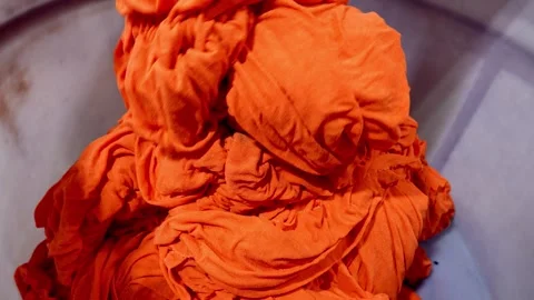 Industrial Textile Dyeing and Flowing Fabric Process Stock Footage 329678096