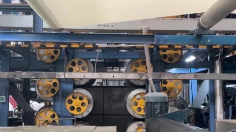 Industrial Textile Fabric Production Machine Working in Modern Factory 스톡 동영상 335355230