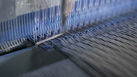 Industrial textile factory. Slow motion. Stock Footage