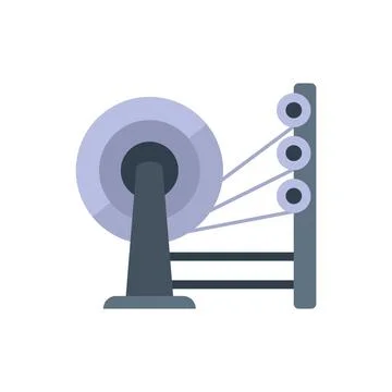 Industrial textile machine winding threads on spools in a factory Stock Illustration