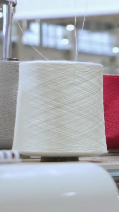 Industrial Textile Machinery Crafting Threads With Grace Stock Footage 341068782
