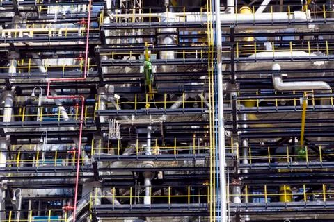 Industrial texture of refinery tower Stock Photos