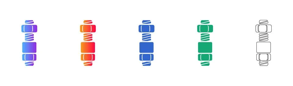 Industrial Threaded Bolt Stud Vector Icon Collection Stock Illustration