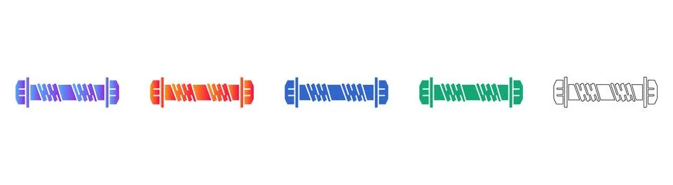 Industrial Threaded Shaft Vector Icon Set 스톡 일러스트