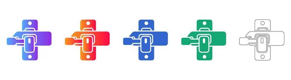 Industrial Toggle Latch Vector Icon Set Illustrazione stock