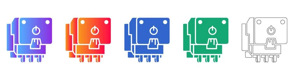 Industrial Toggle Switch Vector Icon Set Illustrazione stock