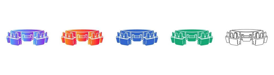 Industrial Tool Belt Vector Icon Set Stock Illustration