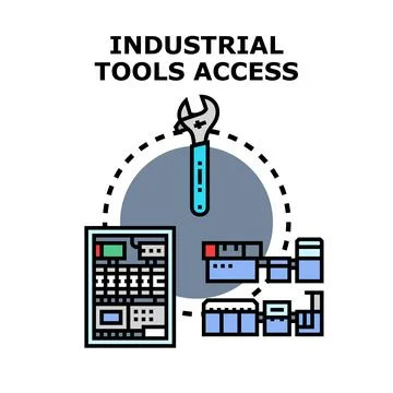 Industrial tools access concept for engineering and maintenance 库存插图