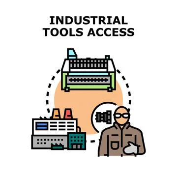 Industrial tools access providing equipment and worker interface Ilustração Stock