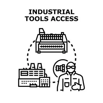 Industrial tools access providing equipment and worker interface Stockillustratie