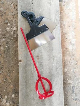 Industrial tools for constructions tapping knifes and mixer Foto stock