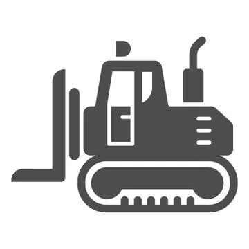 Industrial track loader solid icon, heavy equipment concept, Crawler Dozer Illustrazione stock