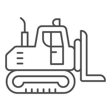 Industrial track loader thin line icon, heavy equipment concept, Crawler Dozer Illustrazione stock