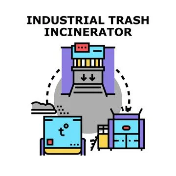 Industrial trash incinerator operating process concept Stock Illustration