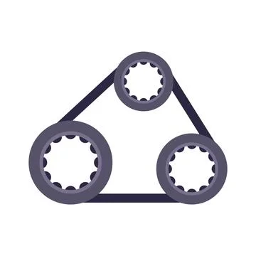 Industrial triangular belt system with connected gears イラスト素材