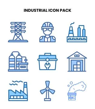 Industrial Two Colour Icons Pack 库存插图
