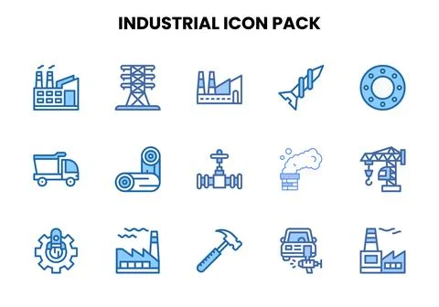 Industrial Two Colour Vector Icons Pack Stock Illustration