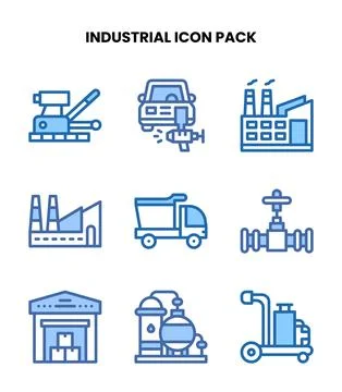 Industrial Two Colour Vector Icons Pack Illustrazione stock