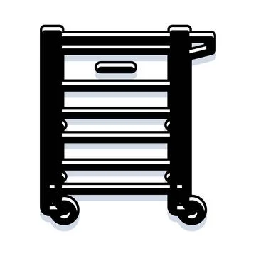 Industrial utility tool cart with multiple drawers Stock Illustration