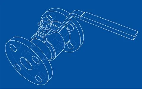 Industrial valve outline. Vector rendering of 3d Stock Illustration