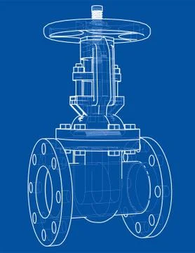 Industrial valve outline. Vector rendering of 3d Stock Illustration