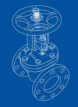 Industrial valve outline. Vector rendering of 3d Stock-Illustration