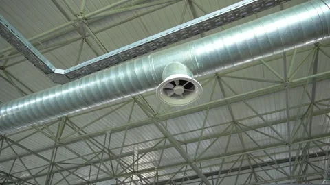 Industrial Ventilation Duct with Ceiling Air Diffuser Stock Footage 343175753