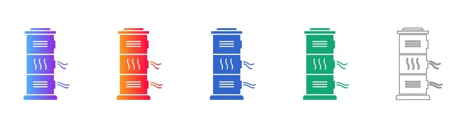 Industrial Ventilation System Icon Set Ilustración de archivo