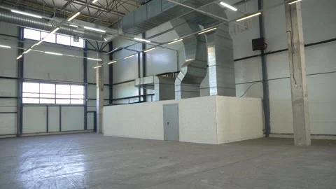 Industrial Ventilation System Inside Empty Warehouse Stock Footage 343175823