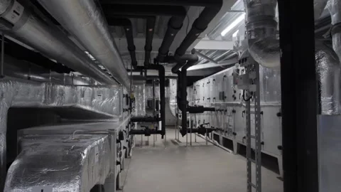 An Industrial Ventilation System in a Modern Facility for Optimal Air Quality Stock Footage 309517276